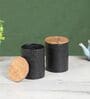 Black Tree Bark Wood & Metal (Set of 2) Storage Jars containers