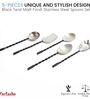 Black Twist Matt Finish Stainless Steel Serving Spoons Set of Five
