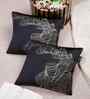 Black Velvet Abstract 16X16 Inches Cushion Covers (Pack of 2)