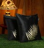 Black Floral Velvet 16 x 16 Inch Cushion Covers (Set of 2)