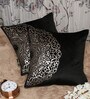 Black Traditional Velvet 16 x 16 Inch Cushion Covers (Set of 2)