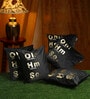 Black Quoted Velvet 16 x 16 Inches Cushion Covers (Set of 5)