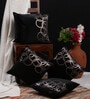 Black Geometric Velvet 16 x 16 Inches Cushion Cover (Set of 5)