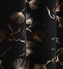 Black Velvet Leaf Print 5Ft Ring Top Window Curtain Pack of 1
