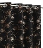Black Velvet Leaf Print 7Ft Ring Top Door Curtain Pack of 1