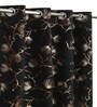 Black Velvet Leaf Print 9Ft Ring Top Long Door Curtain Pack of 1