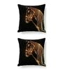 Black Velvet 16 x 16 Inches Horse Print Swarovski Cushion Covers (2 Pieces)