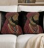 Black Velvet 16 x 16 Inches King Print Swarovski Cushion Covers (2 Pieces)