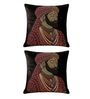 Black Velvet 16 x 16 Inches King Print Swarovski Cushion Covers (2 Pieces)