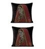 Black Velvet 16 x 16 Inches Queen Print Swarovski Cushion Covers (2 Pieces)