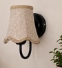 Black Wall Light   Beige Jute Shade | Contemporary Home Decor