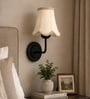 Black Wall Light with Off-White Cotton Shade & Hotel Room