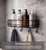 Black Wall Mounted Bathroom Organizer Rack with Hooks