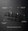 Black Wall Mounted Bathroom Organizer Rack with Hooks