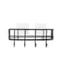 Black Wall Mounted Bathroom Organizer Rack with Hooks