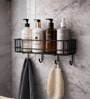 Black Wall Mounted Bathroom Organizer Rack with Hooks