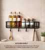 Black Wall Mounted Bathroom Organizer Rack with Hooks