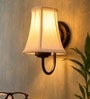 Black Wall Mounted Lamp   Off-White Cotton Shade | Living Room & Bedroom