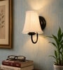 Black Wall Mounted Lamp   Off-White Cotton Shade | Living Room & Bedroom