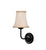 Black Wall Mounted Lamp with Beige Jute Shade & Dining Area