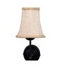 Black Wall Mounted Lamp with Beige Jute Shade & Dining Area