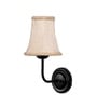 Black Wall Mounted Lamp with Beige Jute Shade & Dining Area
