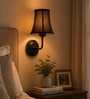 Black Wall Mounted Lamp with Black Cotton Shade & Office