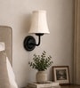 Black Wall Mounted Lamp with Off-White Cotton Shade
