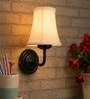 Black Wall Mounted Lamp with Off-White Cotton Shade