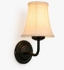 Black Wall Mounted Lamp with Off-White Cotton Shade