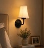 Black Wall Mounted Lamp with Off-White Cotton Shade