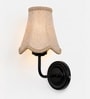 Black Wall Mounted Light with Beige Jute Shade & Hallway