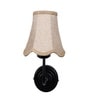 Black Wall Mounted Light with Beige Jute Shade & Hallway
