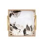 Black White & Gold MDF Wood Border Flower (Set of 2) Serving Tray