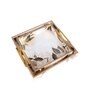 Black White & Gold MDF Wood Border Flower (Set of 2) Serving Tray