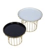 Black White & Gold Wired Cake Platter Set of 2