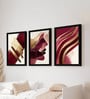 Gold & Burgundy Abstract Wall Art Framed Set of 3