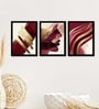 Gold & Burgundy Abstract Wall Art Framed Set of 3