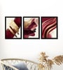 Gold & Burgundy Abstract Wall Art Framed Set of 3