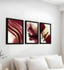 Gold & Burgundy Abstract Wall Art Framed Set of 3