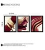 Gold & Burgundy Abstract Wall Art Framed Set of 3