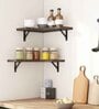 Black Wood & Metal Wall Shelf (Set of 2)