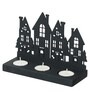 Black Wood Tea Light Candle Holder