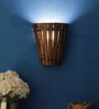 Oval Wooden Flush Mount Wall Light (Dark Wood Finish)
