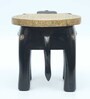 Black Wooden Brass Metal Polish Elephant Stool