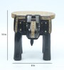 Black Wooden Brass Metal Polish Elephant Stool