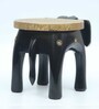 Black Wooden Brass Metal Polish Elephant Stool