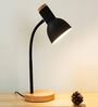 Black Wooden Flexible Spring Gooseneck Table Lamp for Study/Reading