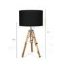 Black Shade Tripod Table Lamp with Wood Base