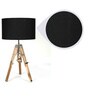 Black Shade Tripod Table Lamp with Wood Base